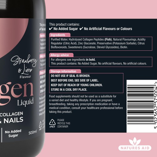 Natures Aid Collagen Liquid Strawberry & Lime thumbnail 6