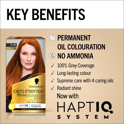 Schwarzkopf Oleo Intense Permanent Oil Colour 7-77 Copper Red Hair Dye thumbnail 3