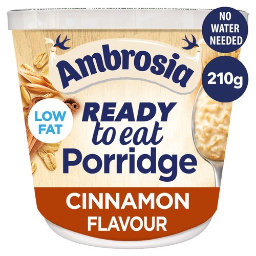 Ambrosia Ready to Eat Porridge Oat Cereal Pot Cinnamon