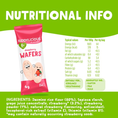 Kiddylicious Strawberry Mini Wafers Baby Snacks 6 months+ thumbnail 3