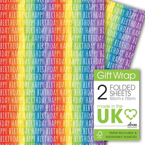 Rainbow Birthday Gift Wrap Sheets thumbnail 2