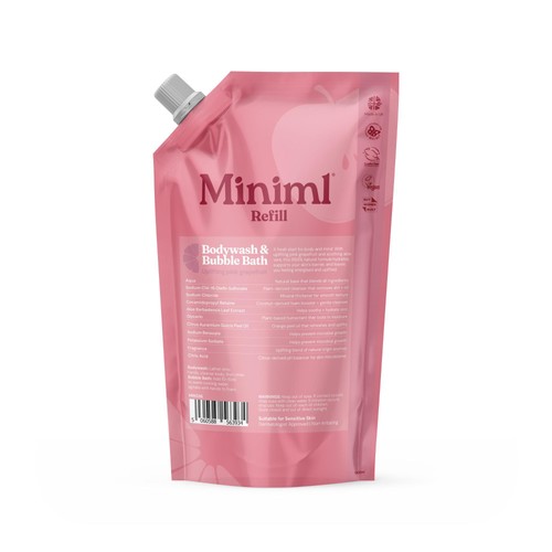Miniml Bodywash & Bubble Bath Refill Pink Grapefruit & Aloe Vera