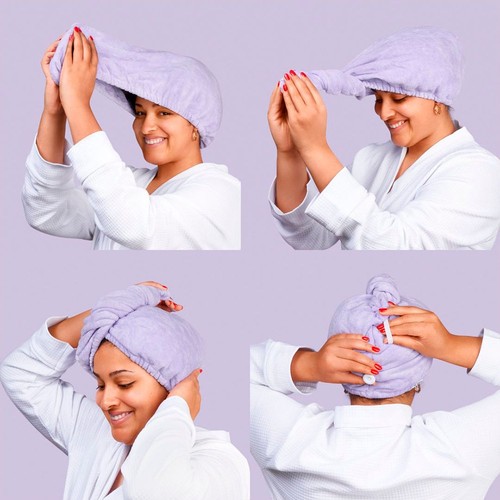 Noughty Microfibre Hair Towel Wrap - The Purple One thumbnail 2