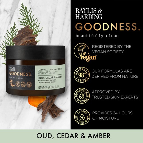 Baylis & Harding Goodness Oud, Salt, Apricot and Olive Stones Scrub thumbnail 3