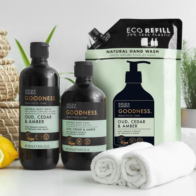 Baylis & Harding Goodness Hand Wash Pouch Refill - Oud, Cedar & Amber thumbnail 4