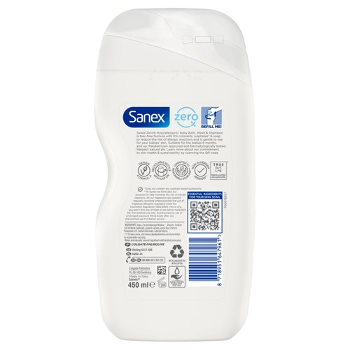 Sanex Zero% Nourishing Baby Bath & Wash  thumbnail 3