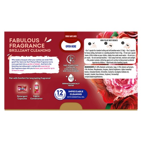 Surf Peony & Rose 3 in 1  Laundry Washing Detergent Capsules 15 Washes thumbnail 2