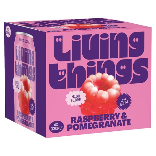 Living Things Raspberry & Pomegranate Prebiotic Soda