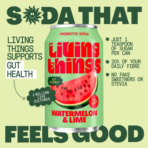 Living Things Watermelon & Lime Biotic Soda thumbnail 3