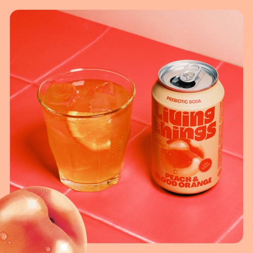 Living Things Peach & Blood Orange Biotic Soda thumbnail 3