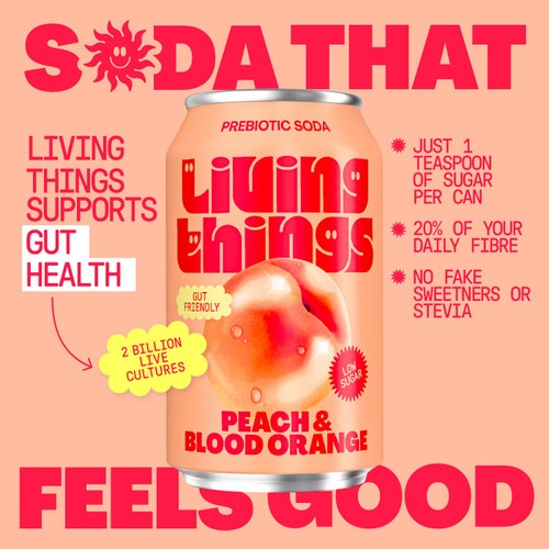 Living Things Peach & Blood Orange Biotic Soda thumbnail 5