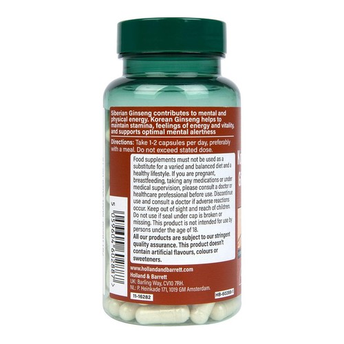 Holland & Barrett Korean & Siberian Ginseng Complex Vegan Capsules thumbnail 2