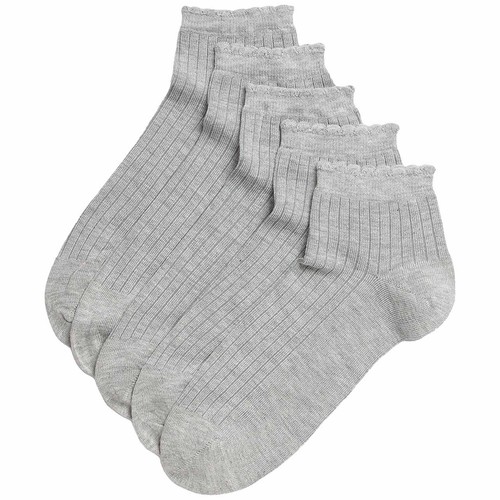 M&S Womens 5 Pack Seamless Toes Anklets, 6-8, Grey