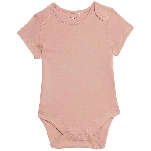 M&S Pure Cotton Bodysuits, 0-3 Months, Pink