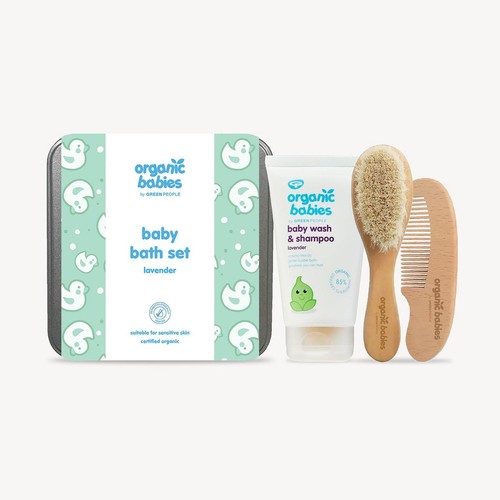 Green People Organic Babies Bath Set, Lavender