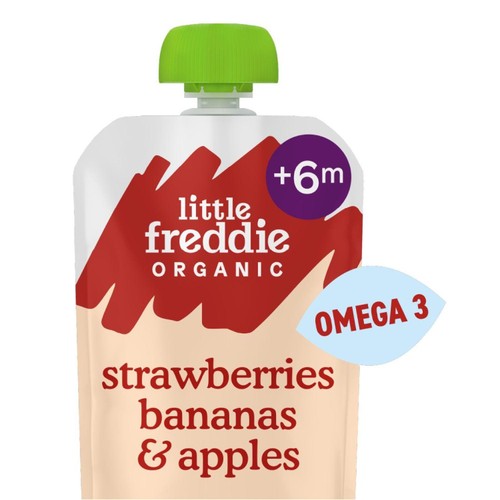 Little Freddie Strawberry, Banana & Apple Baby Food Pouch with Omega 3 6+ M thumbnail 2