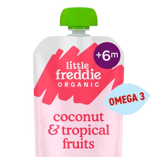 Little Freddie Organic Good for Brains Coconut & Tropical Fruits Pouch 6+ M thumbnail 2