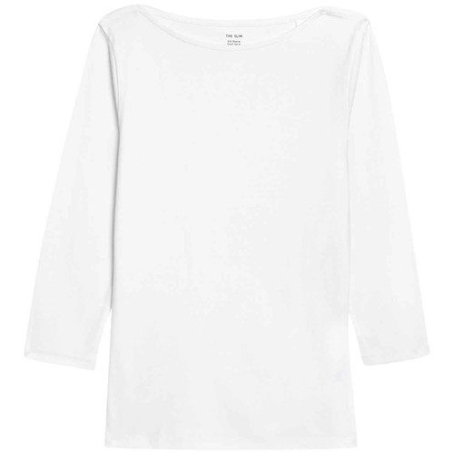 M&S Womens Pure Cotton Slim Fit Top, Size 14, White