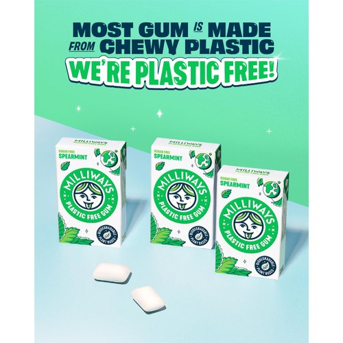 Milliways Spearmint Plastic Free Sugar Free Chewing Gum thumbnail 2