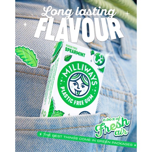 Milliways Spearmint Plastic Free Sugar Free Chewing Gum thumbnail 5