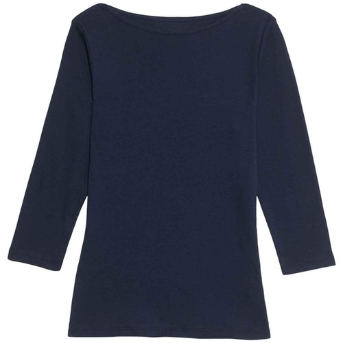 M&S Womens Pure Cotton Slim Fit Top, Size 16, Navy