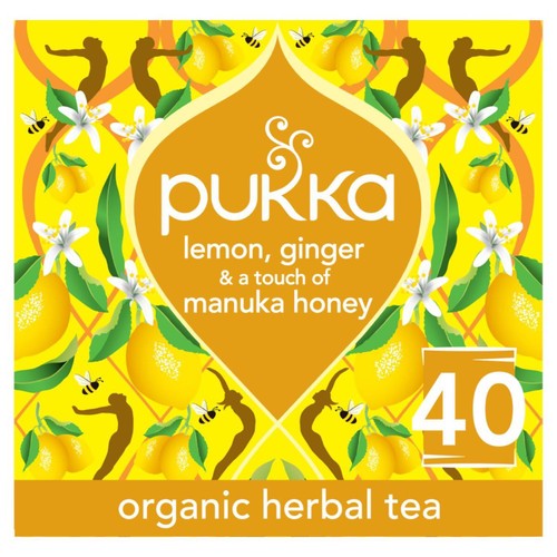 PUKKA Organic Lemon, Ginger & Manuka Honey 40 Herbal Tea Bags