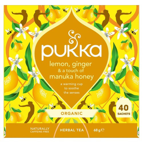PUKKA Organic Lemon, Ginger & Manuka Honey 40 Herbal Tea Bags thumbnail 2