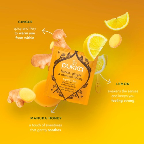 PUKKA Organic Lemon, Ginger & Manuka Honey 40 Herbal Tea Bags thumbnail 4