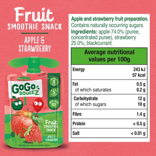 GoGo squeeZ Fruit Smoothie Snack Apple and Strawberry thumbnail 5