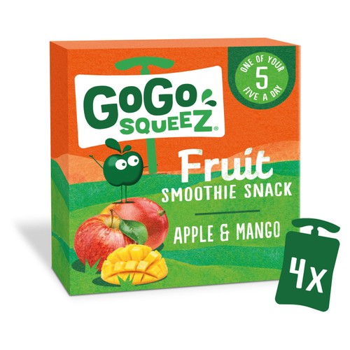 GoGo squeeZ Fruit Smoothie Snack Apple and Mango 4X90g