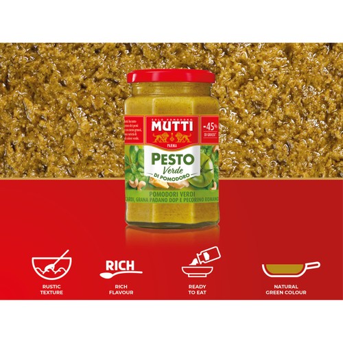Mutti Basil Green Tomato & Parmesan Green Pesto Pasta Sauce thumbnail 3