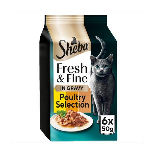 Sheba Fresh & Fine Cat Pouches with Chicken & Turkey & Duck in Gravy