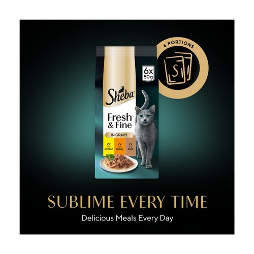 Sheba Fresh & Fine Cat Pouches with Chicken & Turkey & Duck in Gravy thumbnail 5