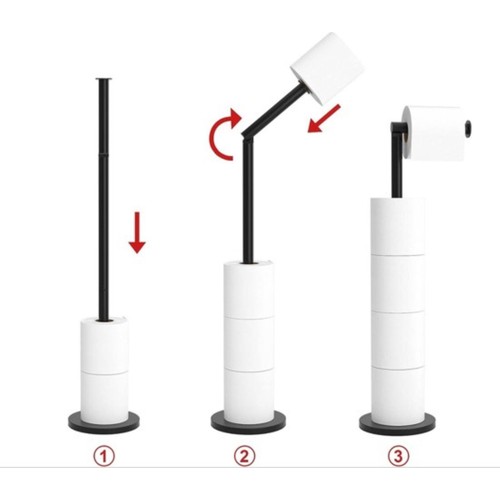 Addis Free Standing Metal Toilet Roll Holder, Black thumbnail 3