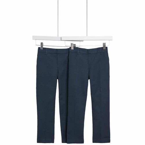 M&S Boys Regular Leg Adjustable Hem Trousers, 7-8 Years, Black