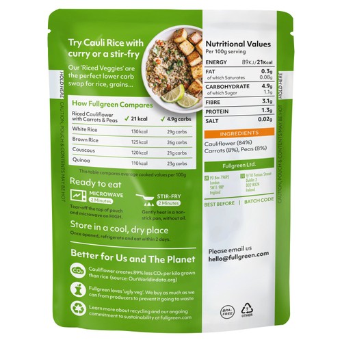 Fullgreen Riced Cauliflower + Carrots & Peas thumbnail 2