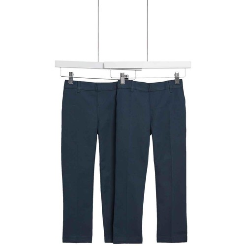 M&S Boys Regular Leg Adjustable Hem Trousers, 5-6 Years, Navy