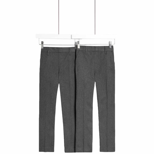 M&S Boys Regular Leg Trousers, 6-7 Years, Grey