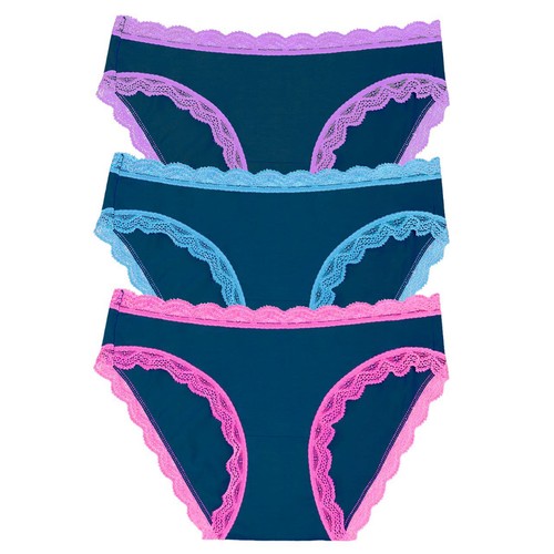 Stripe & Stare The Original Knicker Three Pack, Midnight Neon, XS