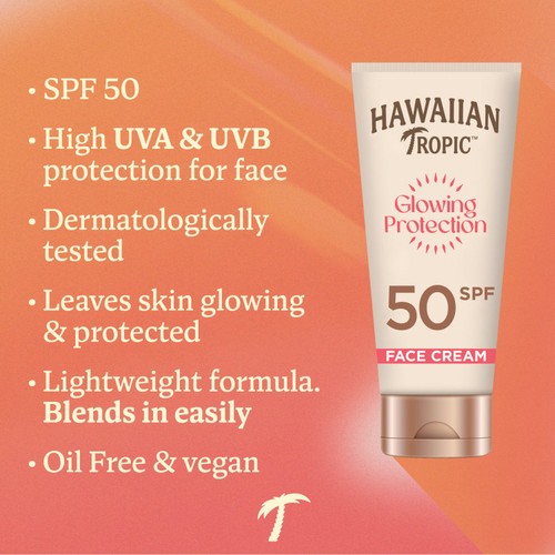 Hawaiian Tropic Glowing Protection Face Sun Cream Lotion SPF 50 thumbnail 2