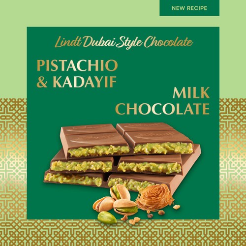 Lindt Dubai Style Milk Pistachio Chocolate Bar thumbnail 3