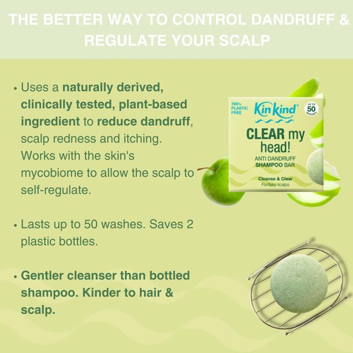 KinKind CLEAR My Head! Anti Dandruff Solid Shampoo Bar for Flaky Scalp thumbnail 5