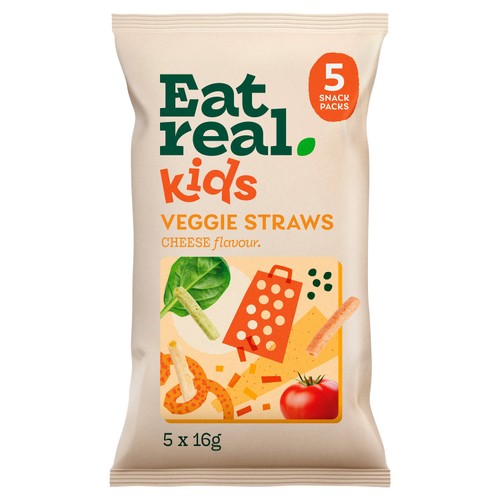 Eat Real Kids Multipack Cheese Flavour Veggie Straws Tomato Kale & Spinach  thumbnail 2