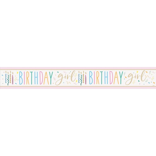 Happy Birthday Girl Foil Banner 9ft thumbnail 2