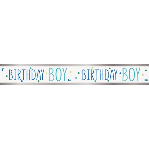 Happy Birthday Boy Foil Banner 9ft thumbnail 2