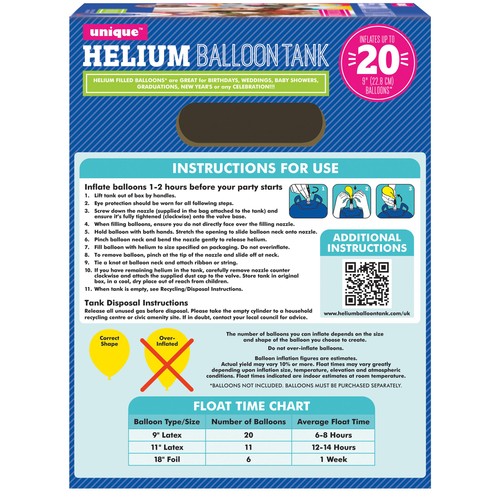 Helium Tank - For 20 Balloons (9 inch) thumbnail 2
