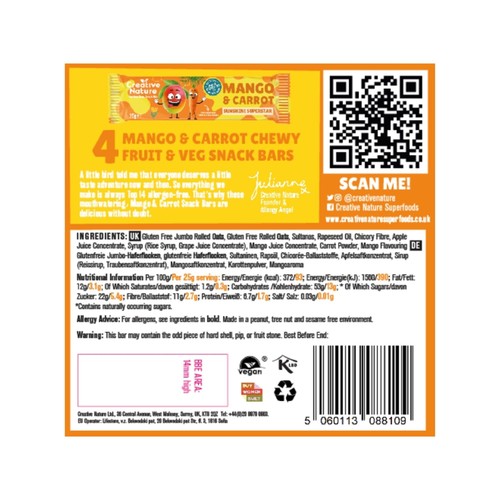 Creative Nature Mango & Carrot Kids snack bar Multipack thumbnail 2
