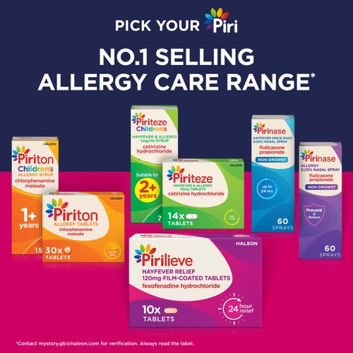 Pirilieve Hayfever Relief, Fexofenadine Antihistamine Tablets thumbnail 3
