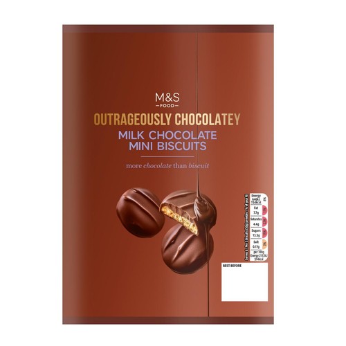 M&S Outrageously Chocolatey Milk Chocolate Mini Biscuits thumbnail 2