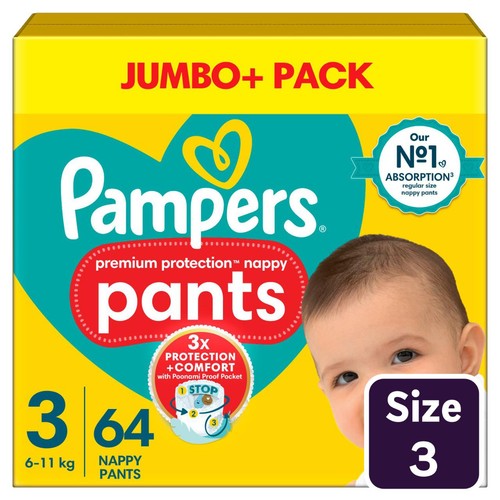 Pampers New Baby Nappy Pants Size 3 Jumbo